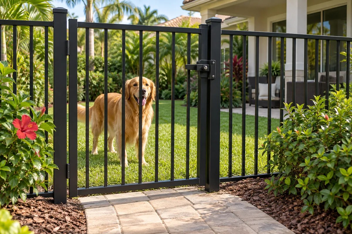 Secured pet gate at a Florida home