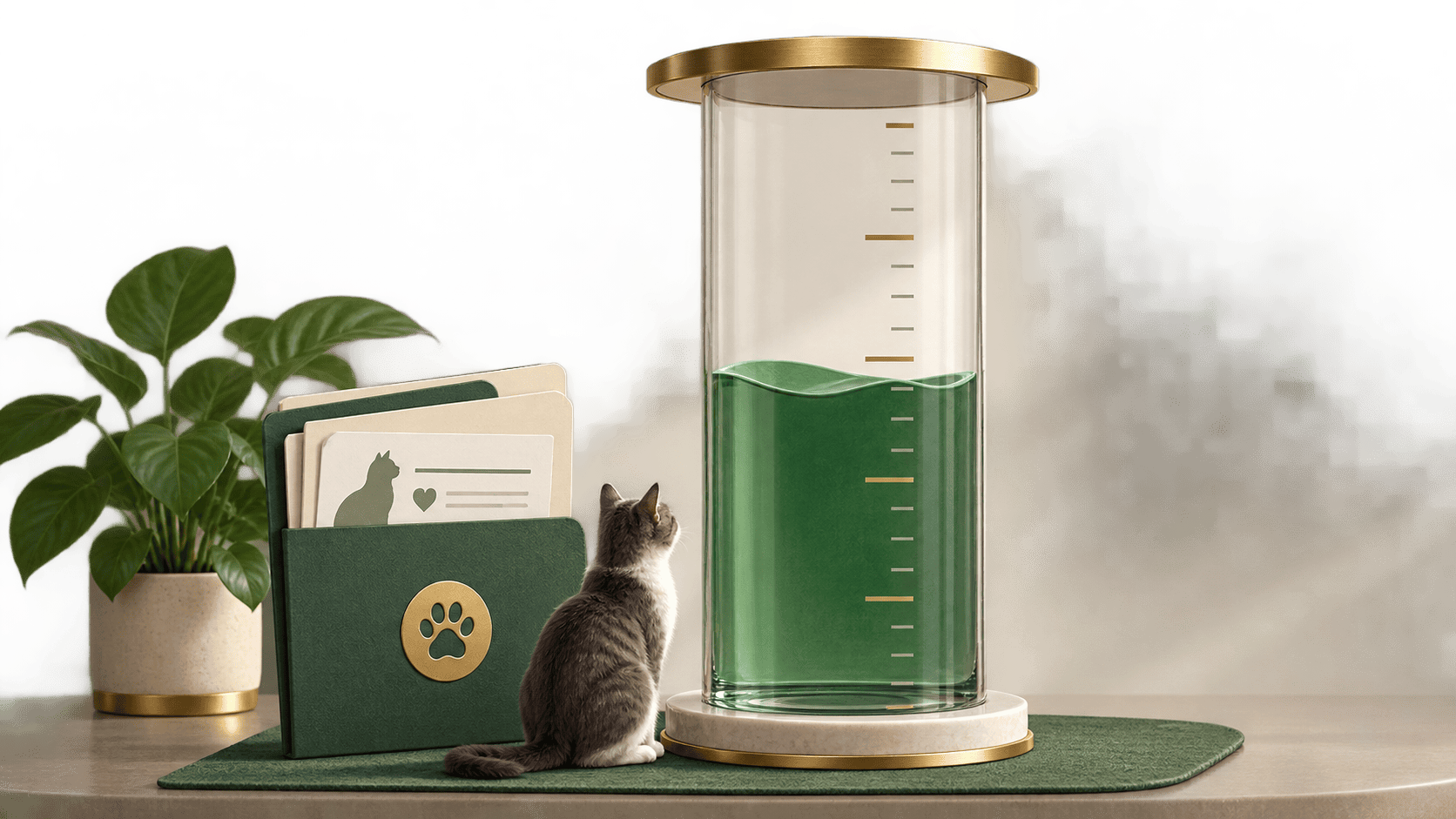 Coverage limit illustration with a cat silhouette and veterinary folder