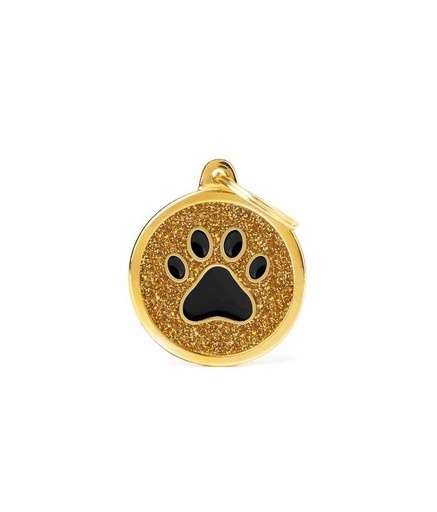 My Family Gold Big Glitter Circle Black Paw
