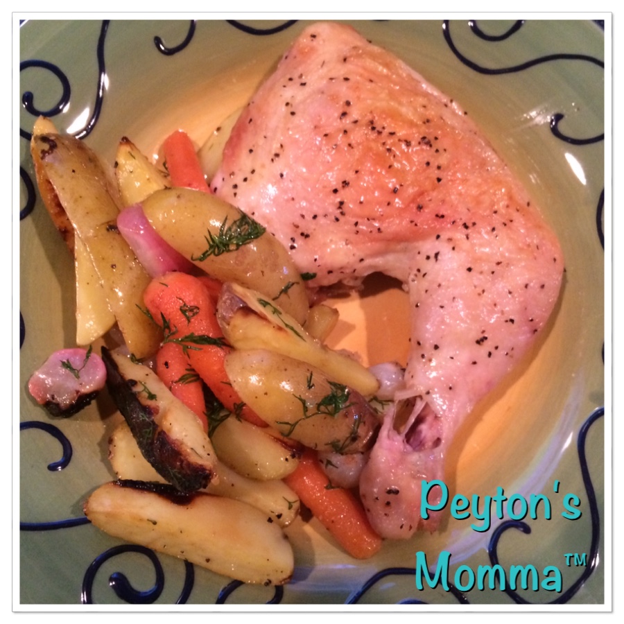 Roast Chicken Quarters with Lemon-Dill Spring Vegetables