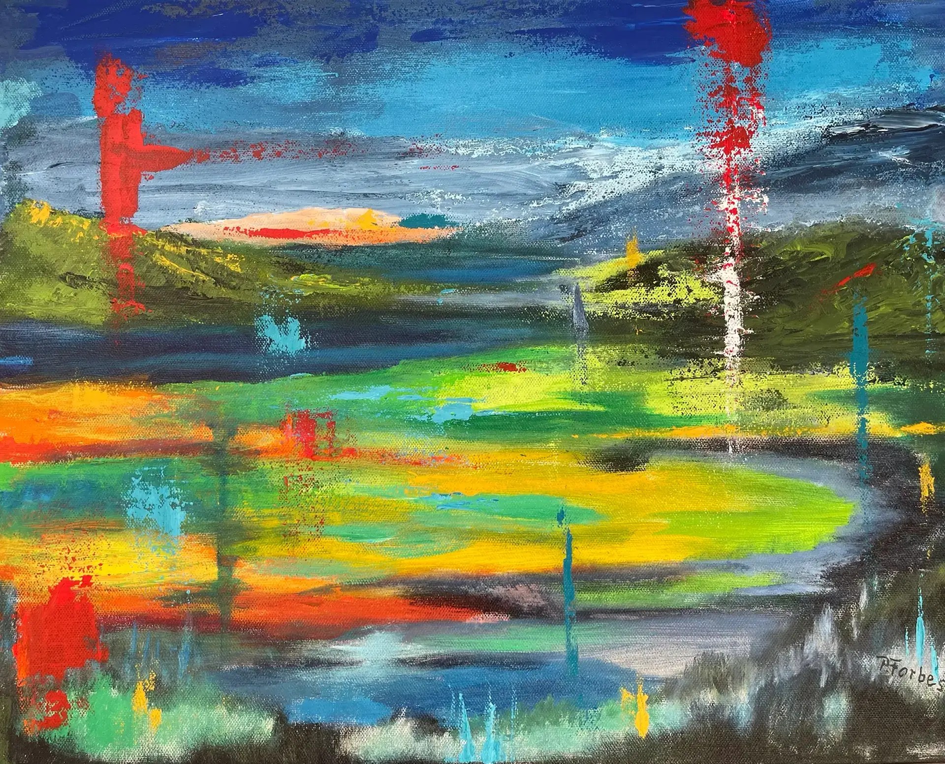 "The Untold" Abstract painting painting by P. Forbes, available as a matted Giclée art print.