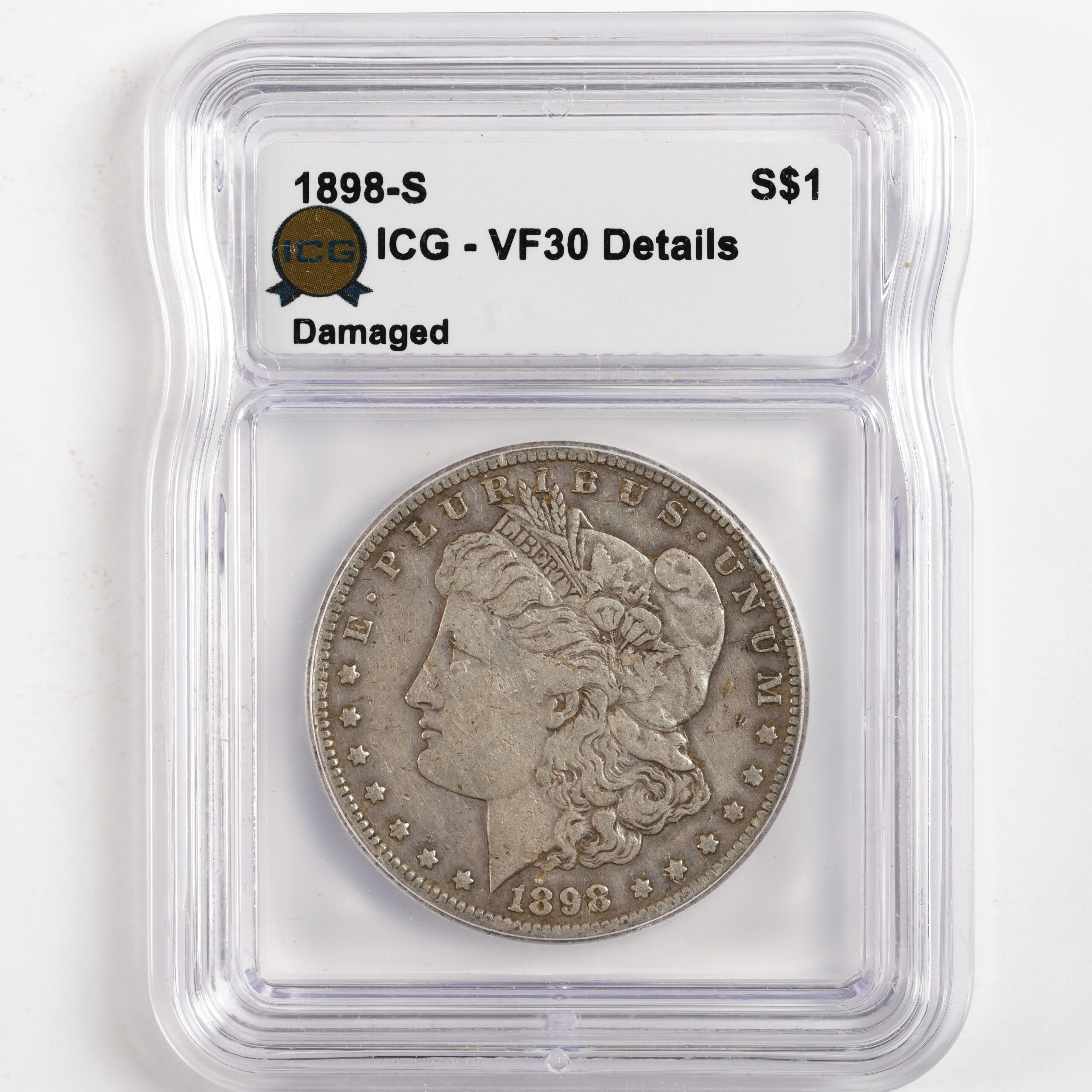 1898-S VF30 Damaged, 1879-S MS60 Cleaned & 1882-S MS60 Cleaned ICG
