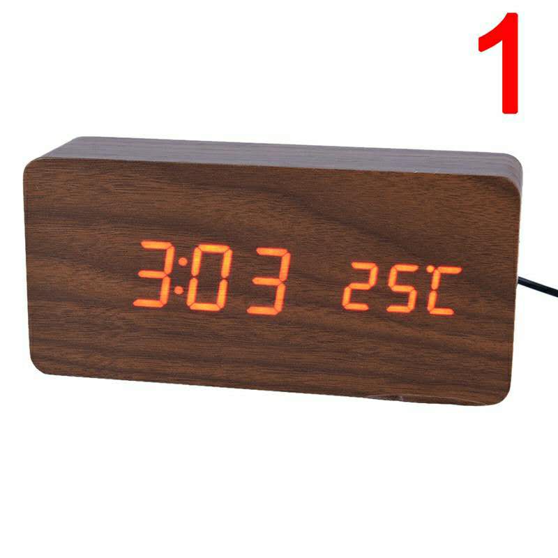 Tkk Modern Wooden Led Digital Alarm Clock Voice Control Thermometer Time Temperature Display V C071 Lazada Ph
