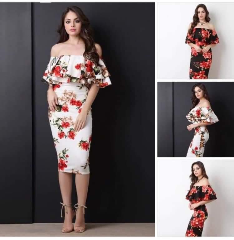 Fannyfashion 2 Colors Off Shoulder Floral Dress For Women Sexy Evening Party Dress Ruffle Design Free Size Can Fit To Large Lazada Ph