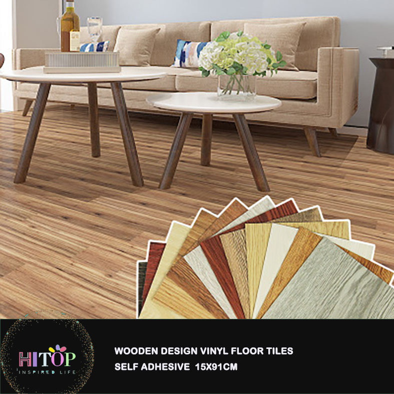 Hitop Self Adhesive Flooring Tiles 15x91cm Wooden Design Floor Sticker Vinyl Lazada Ph