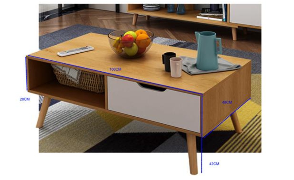 Wooden Center Table For Living Room Tv Stand Wooden Console Table Sofa Side Table 2 Tier With Storage Shelf And 1 Drawer Modern Furniture For Home Office Lazada Ph