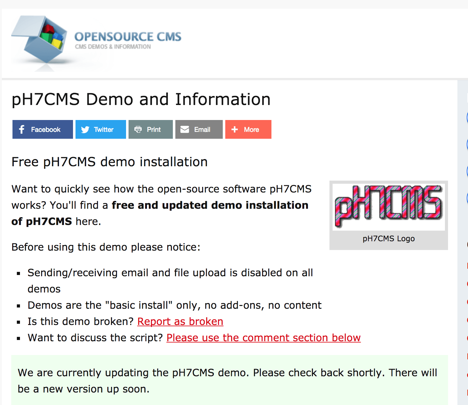 pH7CMS on OpenSourceCMS! 😊