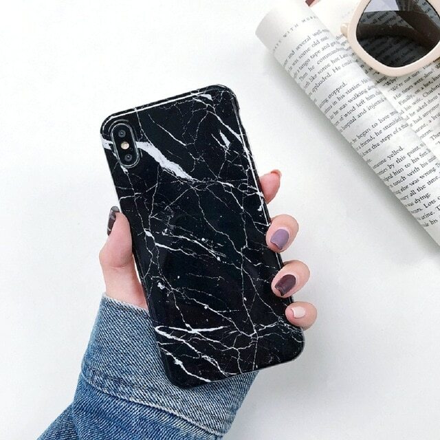 Shattered Black Marble iPhone Case