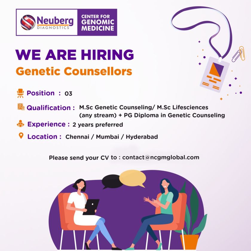 Neuberg Diagnostics Hiring in Genetic Counsellor for M.Sc Neuberg Diagnostics Hiring in Genetic Counsellor for M.Sc