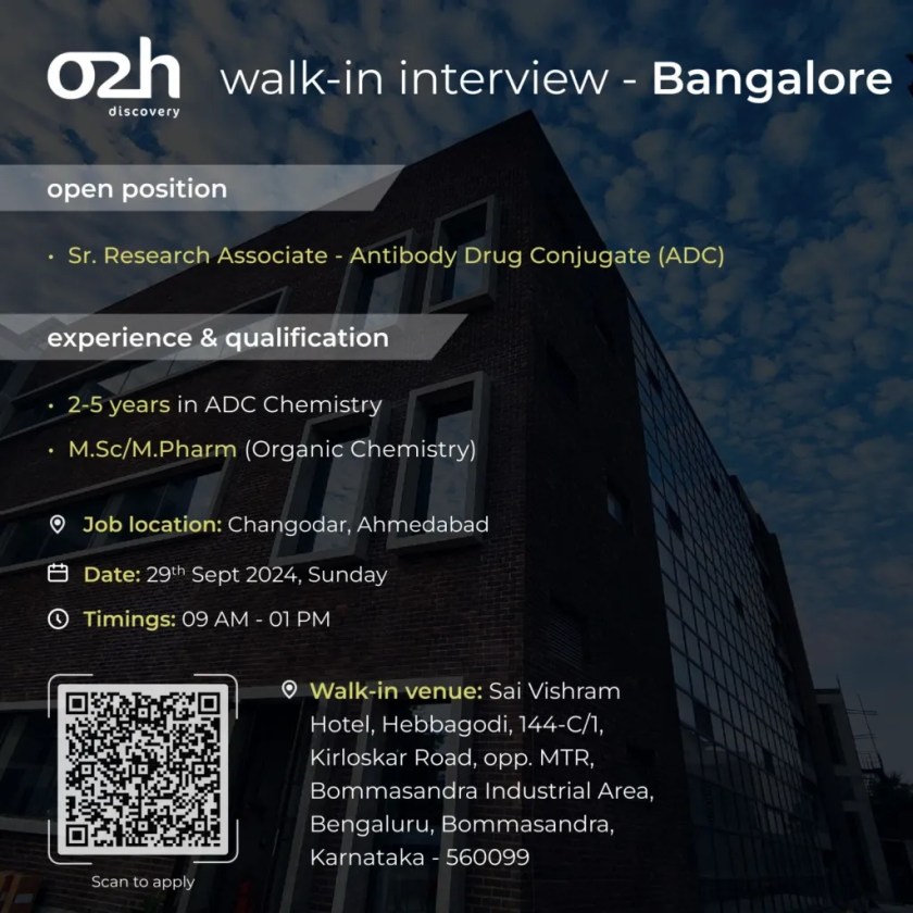 o2h Discovery Hiring for Sr. Research Associate @Bangalore
