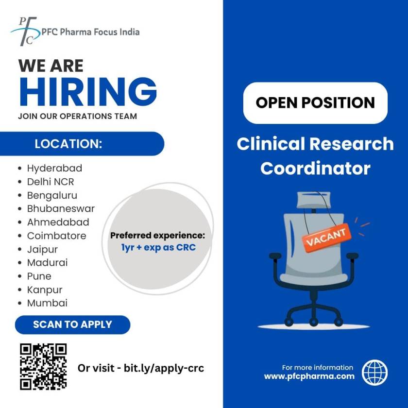 PFC Pharma Hiring for Clinical Research Coordinator PFC Pharma Hiring for Clinical Research Coordinator
