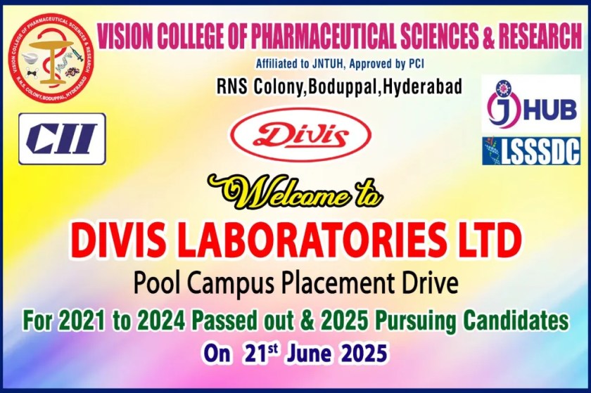 Divis Laboratories Limited Recruitment 2025 – QA, QC, R&D & Production Jobs for Freshers Divis Laboratories Limited Recruitment 2025 – QA, QC, R&D & Production Jobs for Freshers