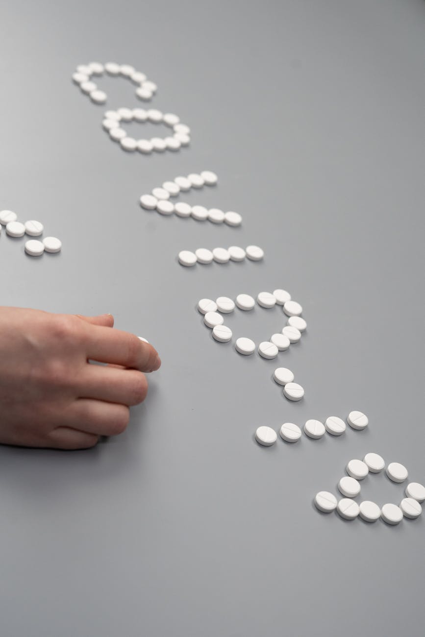 pills on gray background