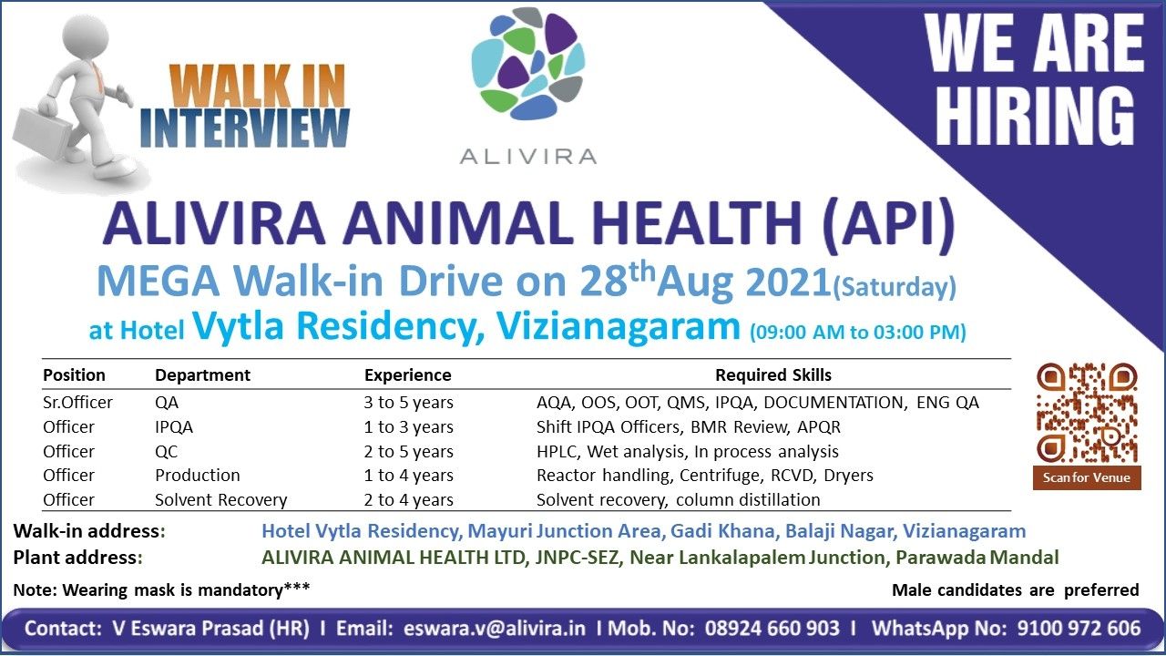 Alivira Animal Health Mega WalkIns for QA / QC / IPQA / Production