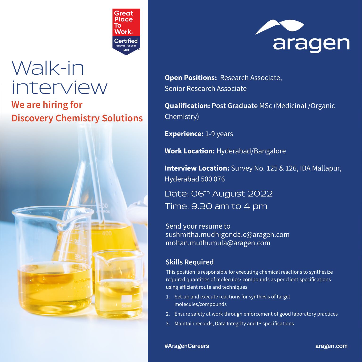 Aragen Life Sciences (GVK Bio) - Walk-In Drive for Discovery Chemistry ...