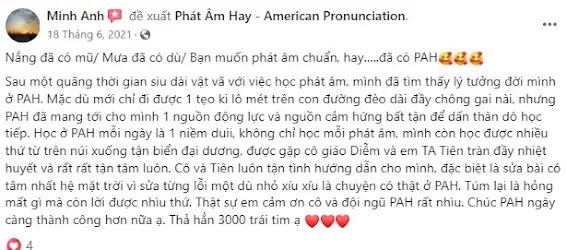 Chia sẻ học viên Phát Âm Hay