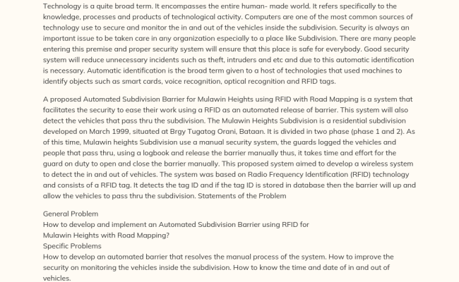 Automated Gate Barrier Using RFID - PHDessay.com