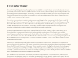Five Factor Theory Phdessay