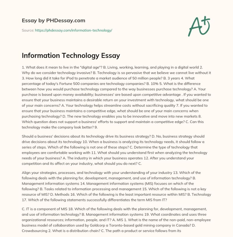 Essays On Information Technology Pdf - Premium Mobile Vintage Arts | Free Download