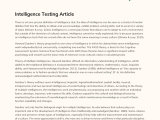 Intelligence Testing Article Phdessay