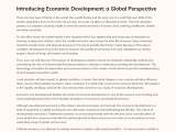 Introducing Economic Development A Global Perspective Essay Example