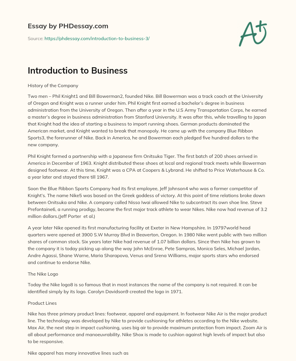Introduction to business