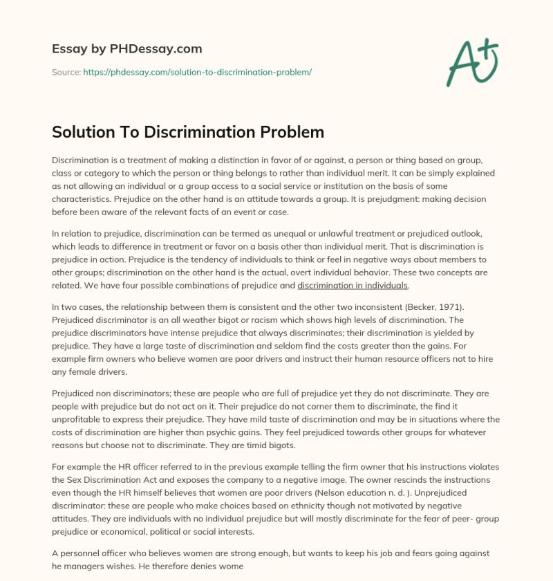 Solution To Discrimination Problem Problem Solution And Definition - Best Nature Images in Desktop