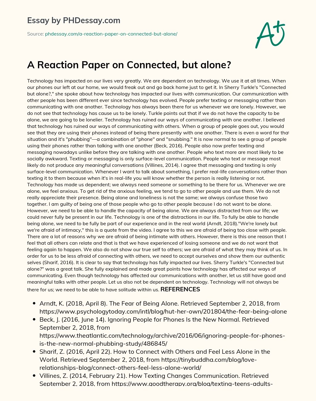 Connected But Alone Summary Docx Tedtalk Connected But Alone Sherry Turklesummary In 1996 Psychologist Sherry Turkle Gave Her First Tedtalk Course Hero Connected but not Alone.