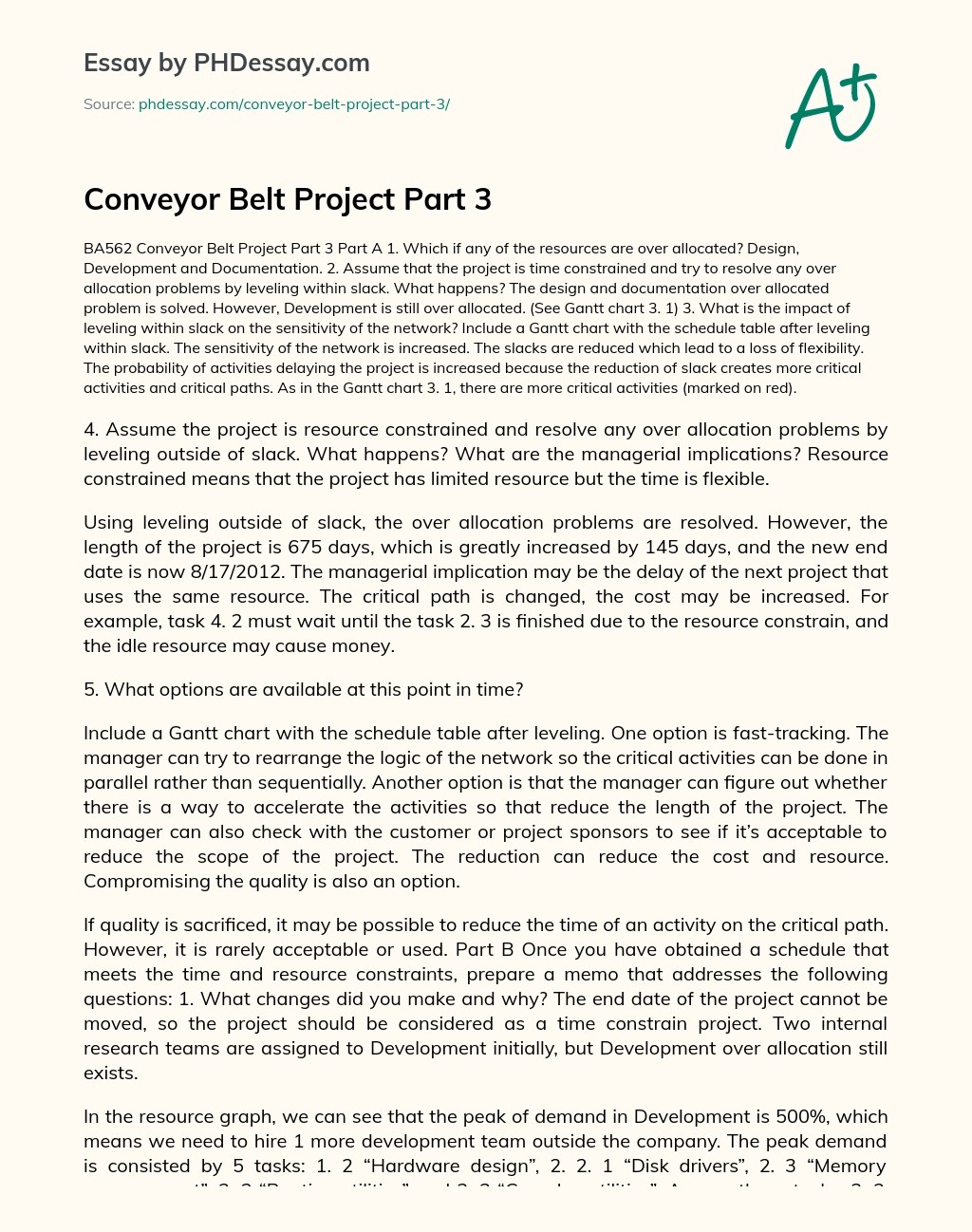 Conveyor Belt Project Part 1 Project Description The Chegg The project will produce a new system for future installations and for replacement of those in the field at a low cost.