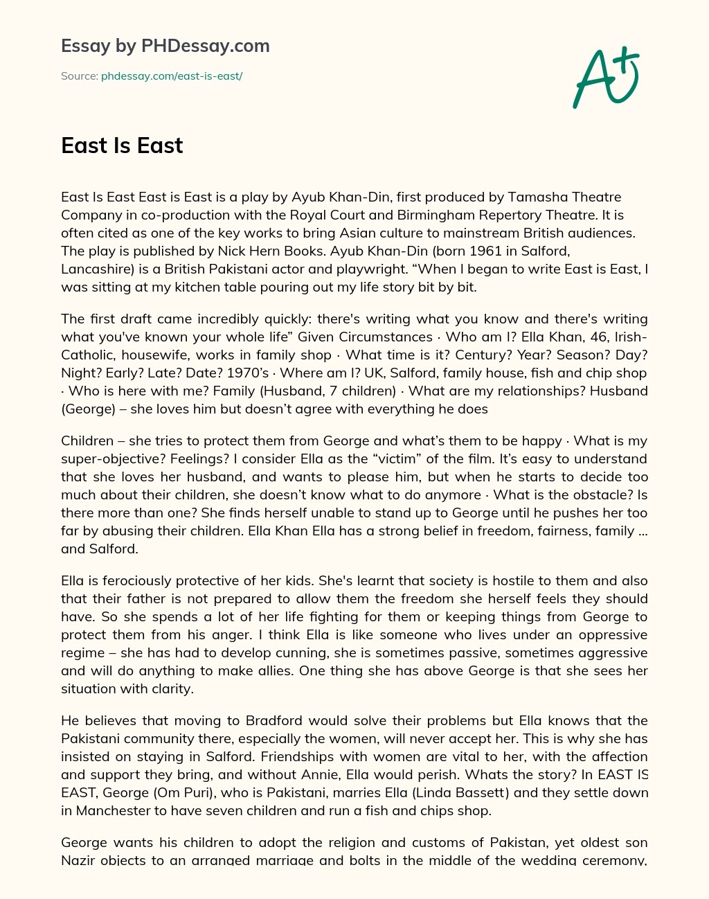 East is east essay example