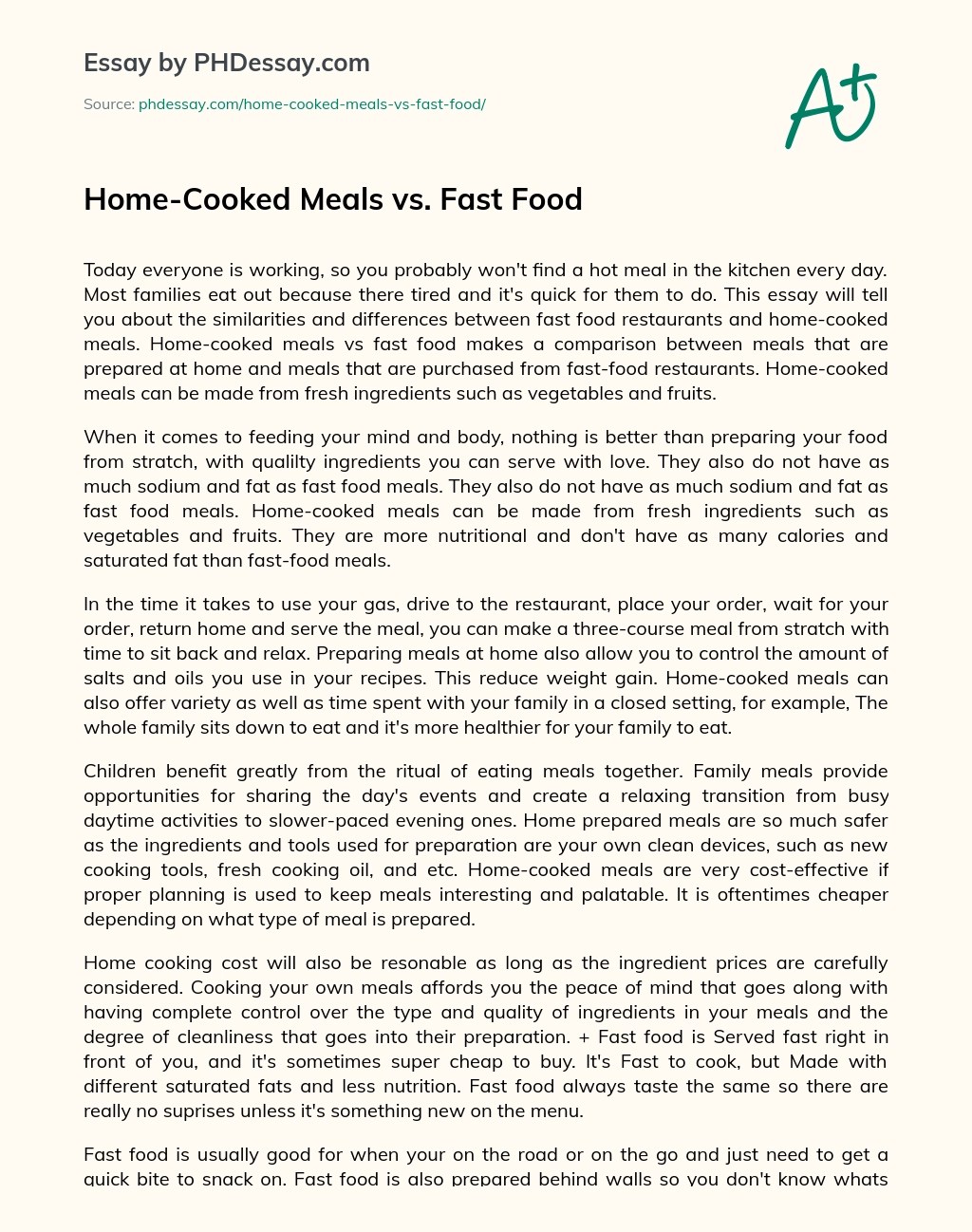 pics Compare And Contrast Fast Food And Home Cooked Food home cooked meals vs fast food