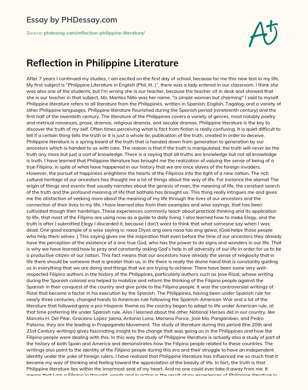 pic Reflection In Tagalog Meaning reflection in philippine literature
