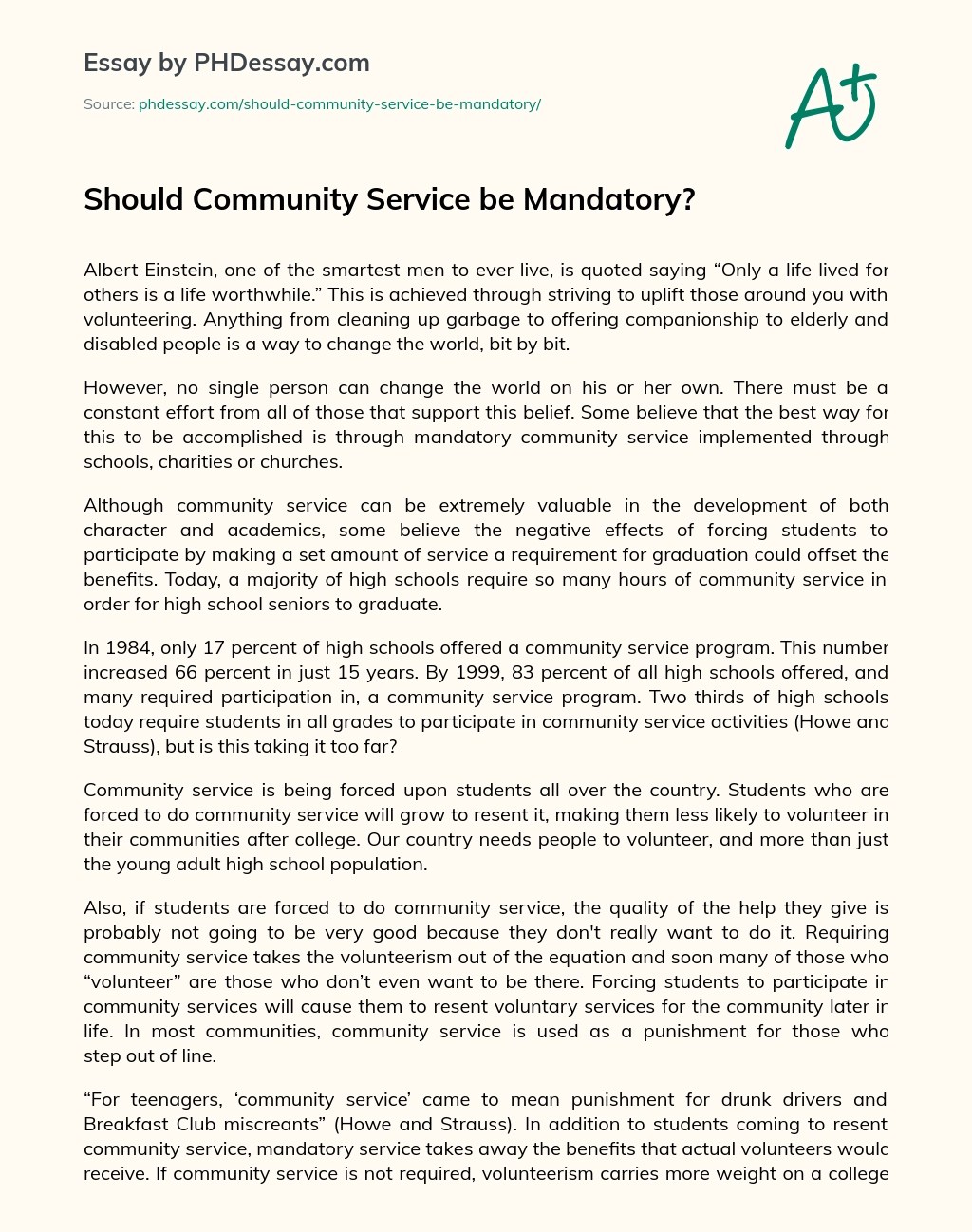 06/09/2019 · should college be free essay. Should Community Service Be Mandatory Essay Phdessay Com