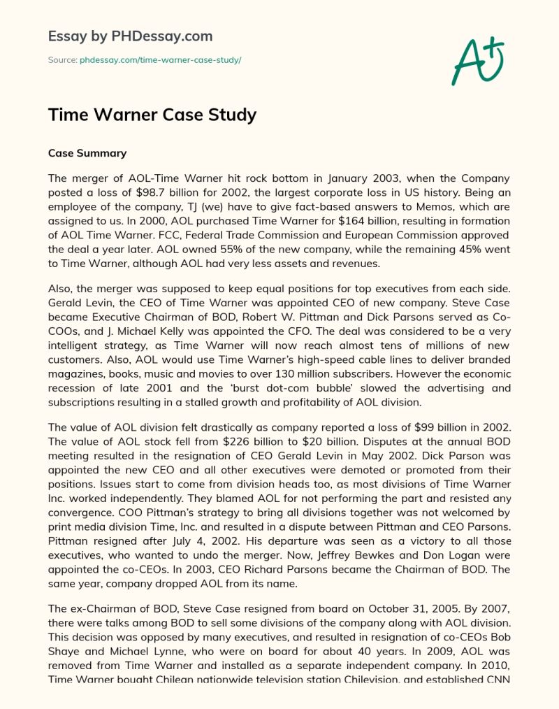 Aol Time Warner Case Solution And Analysis Hbr Case Study Solution - Vintage Design Collection - Ultra HD Quality