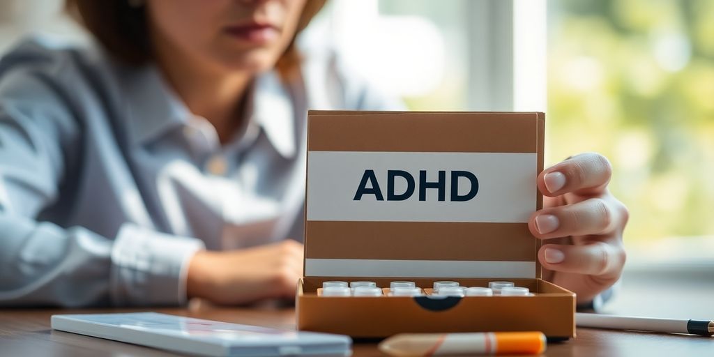 Person holding an ADHD test kit, focused and thoughtful.