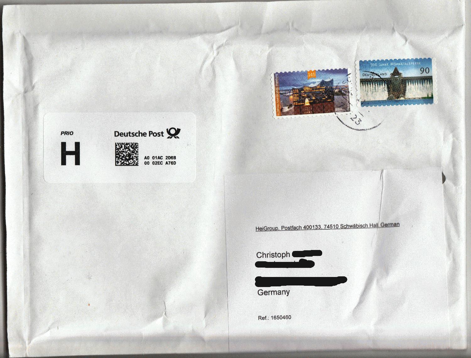 Wo Briefmarke Aufkleben Großbrief . Philaseiten De Dpag Zusatzleistung Prio