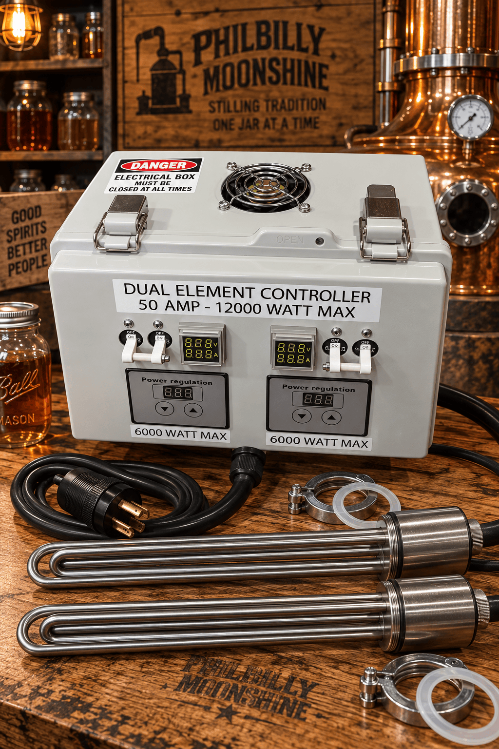 50 amp dual SCR controller for distilling with two 5500 watt heating elements