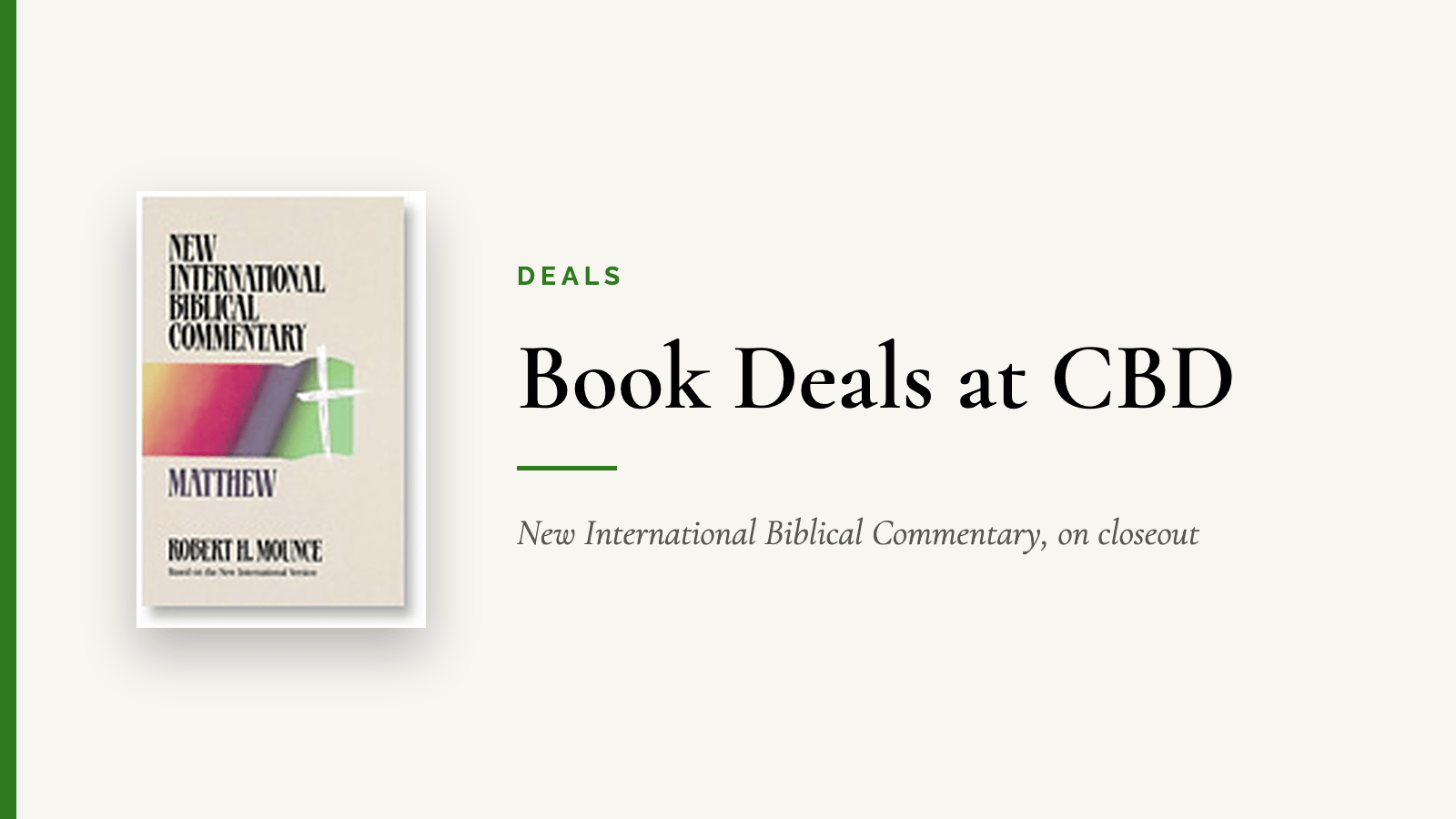 Book Deals at CBD — New International Biblical Commentary, on closeout