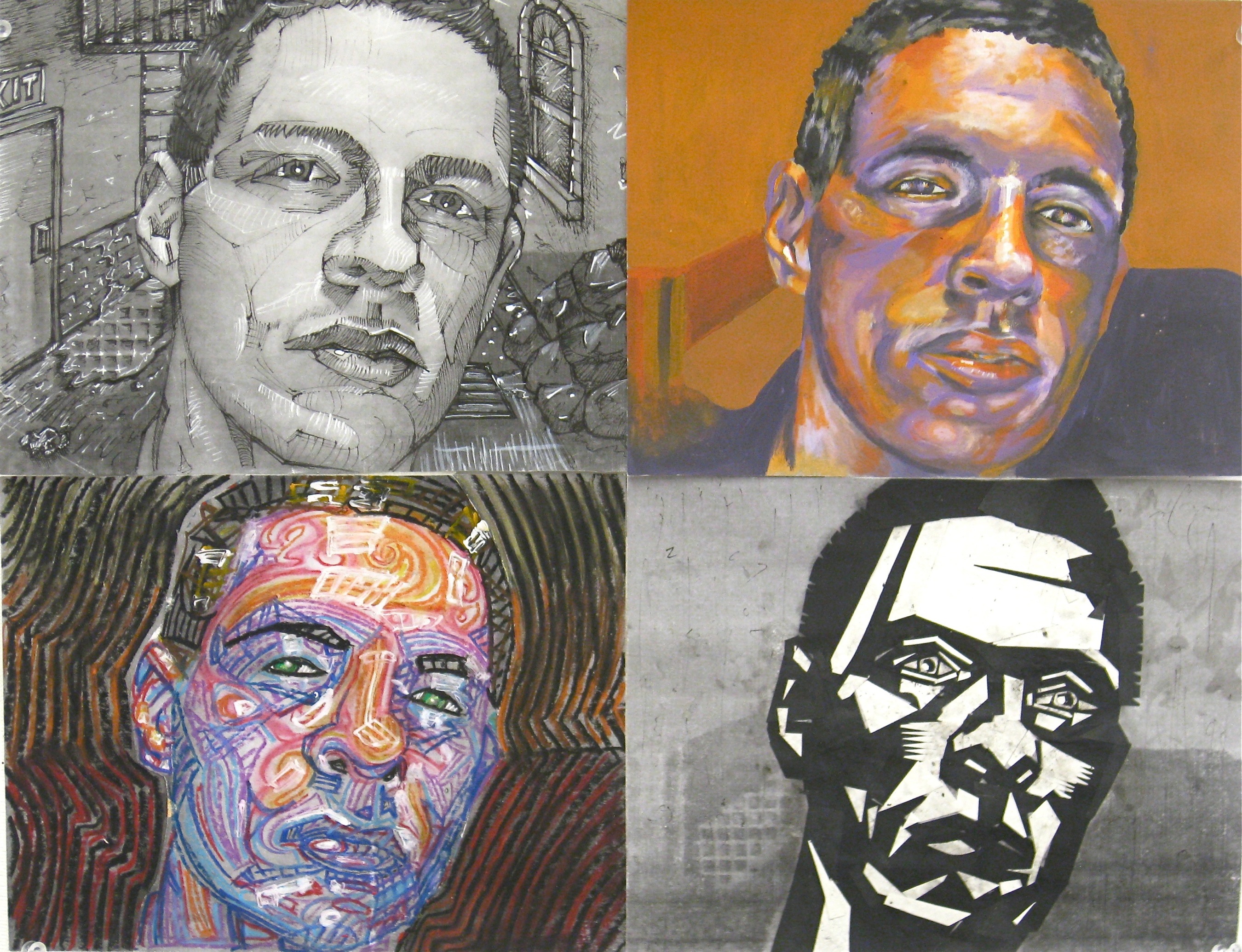 Student 2D-Design – 4 self portraits | Philip Hazard