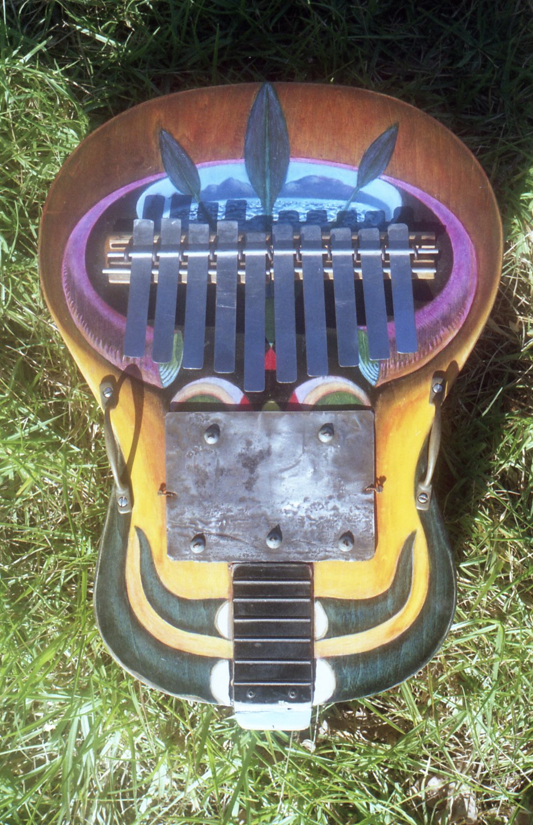 bass mbira on guitar soundbox