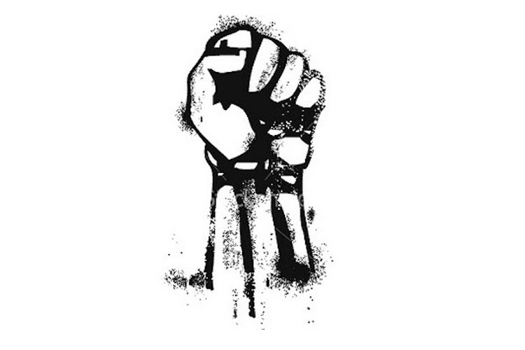 Black and white raised fist