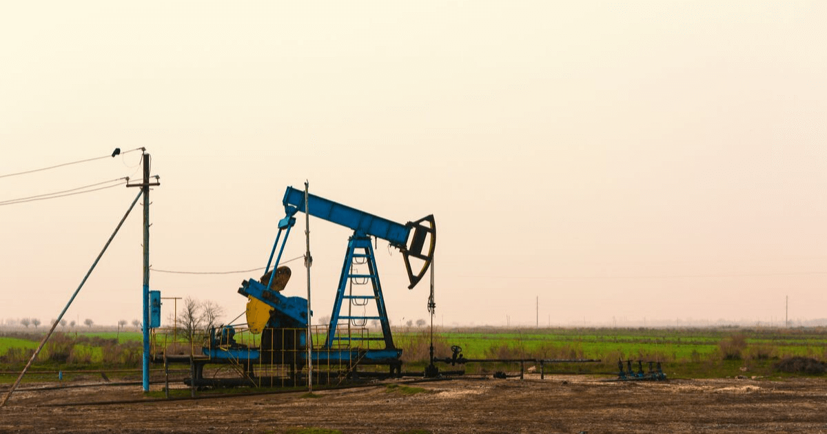 A farm in Oklahoma has an oil derrick actively pumping, despite the owner having surface rights.