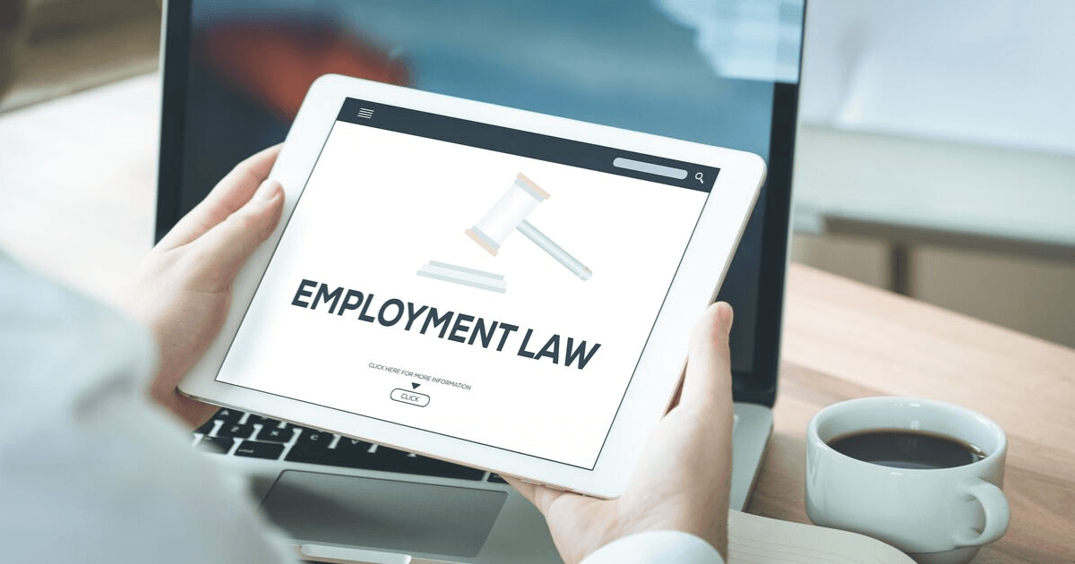 A man holds a tablet displaying a blog on employment law as part of a firm's digital marketing strategy