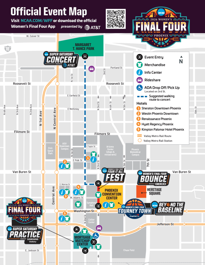 Campus Map 2026 NCAA Women S Final Four Phoenix WFF Phoenix 2026 Event Map 791x1024 
