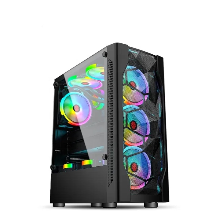 Ice Drill II Mid-Tower ATX PC Gaming Case of Tempered Glass, High Airflow Computer Case with Dense Mesh - Black