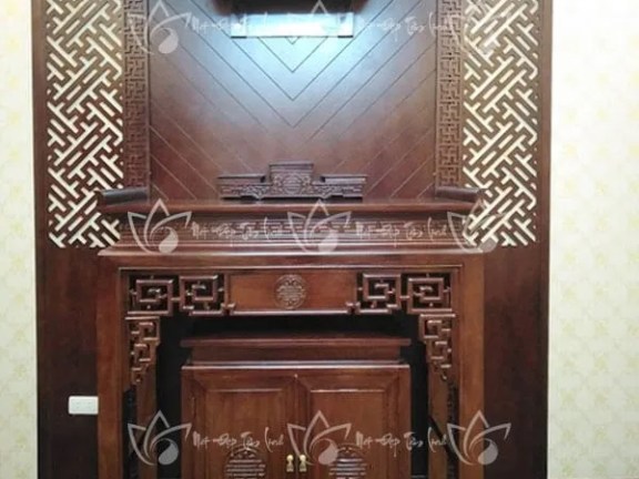 Mẫu bàn thờ treo tường Gỗ Gõ TTG8104 7 Bàn thờ treo tường