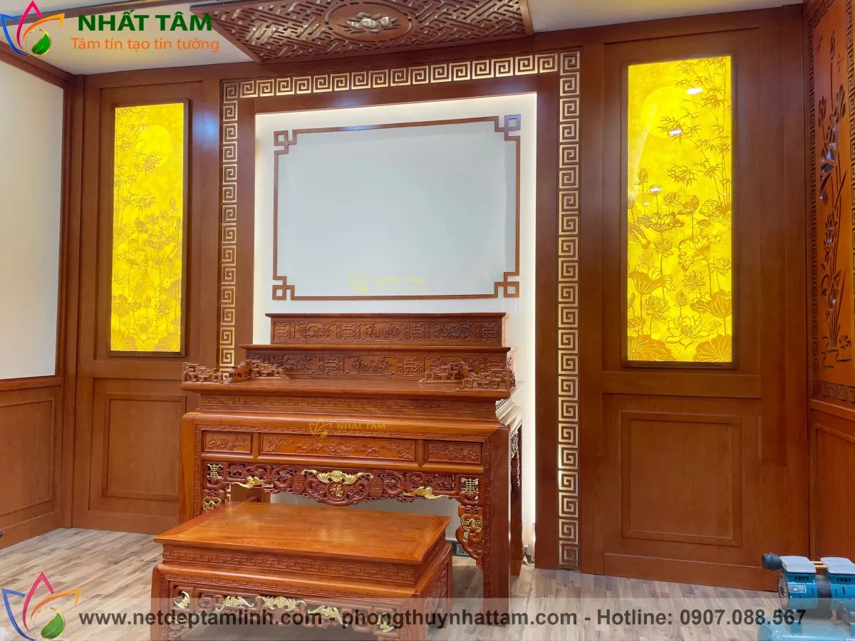 Mẫu bàn thờ gia tiên 3 cấp gỗ Hương