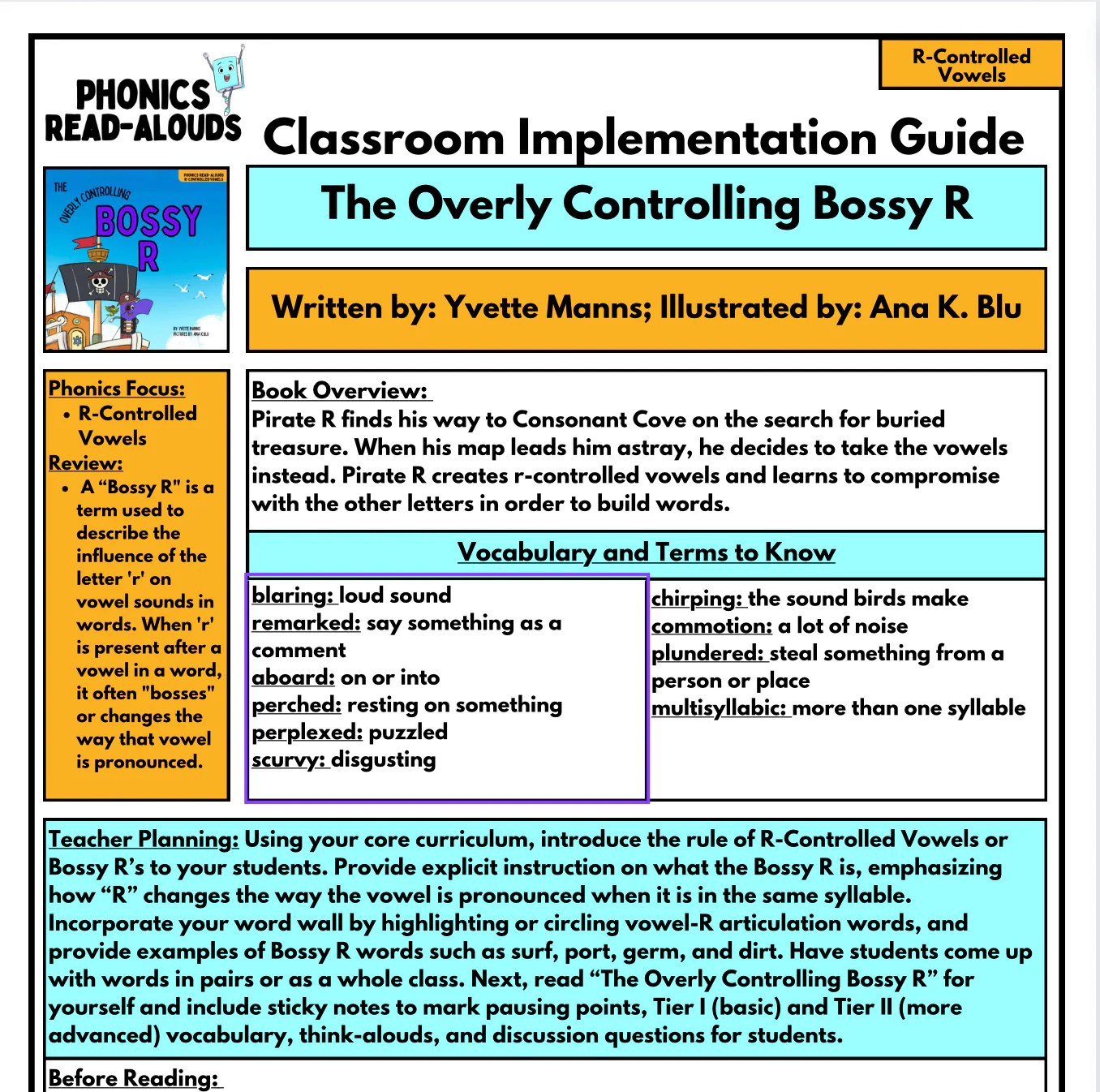 The Overly Controlling Bossy R Read Aloud Guide Phonics Read Alouds