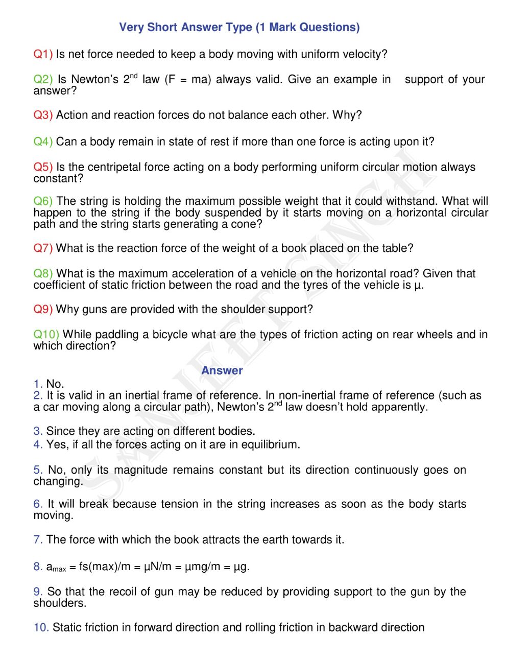 NLM (1 Mark Questions) - Gurukul of Excellence