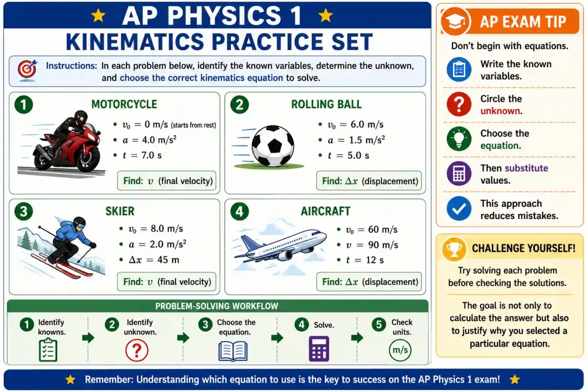 AP Physics kinematics practice problems worksheet